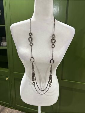 Premier Designs Long Layered Necklace in Antique Silver-Tone